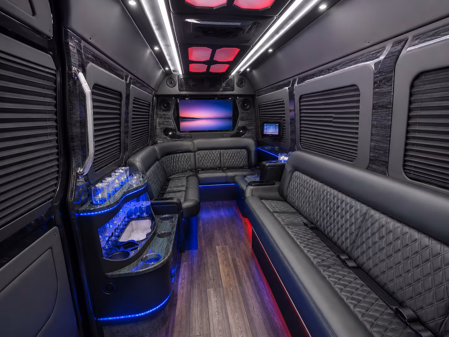 Irving Airport Shuttle & Transportation party bus interior