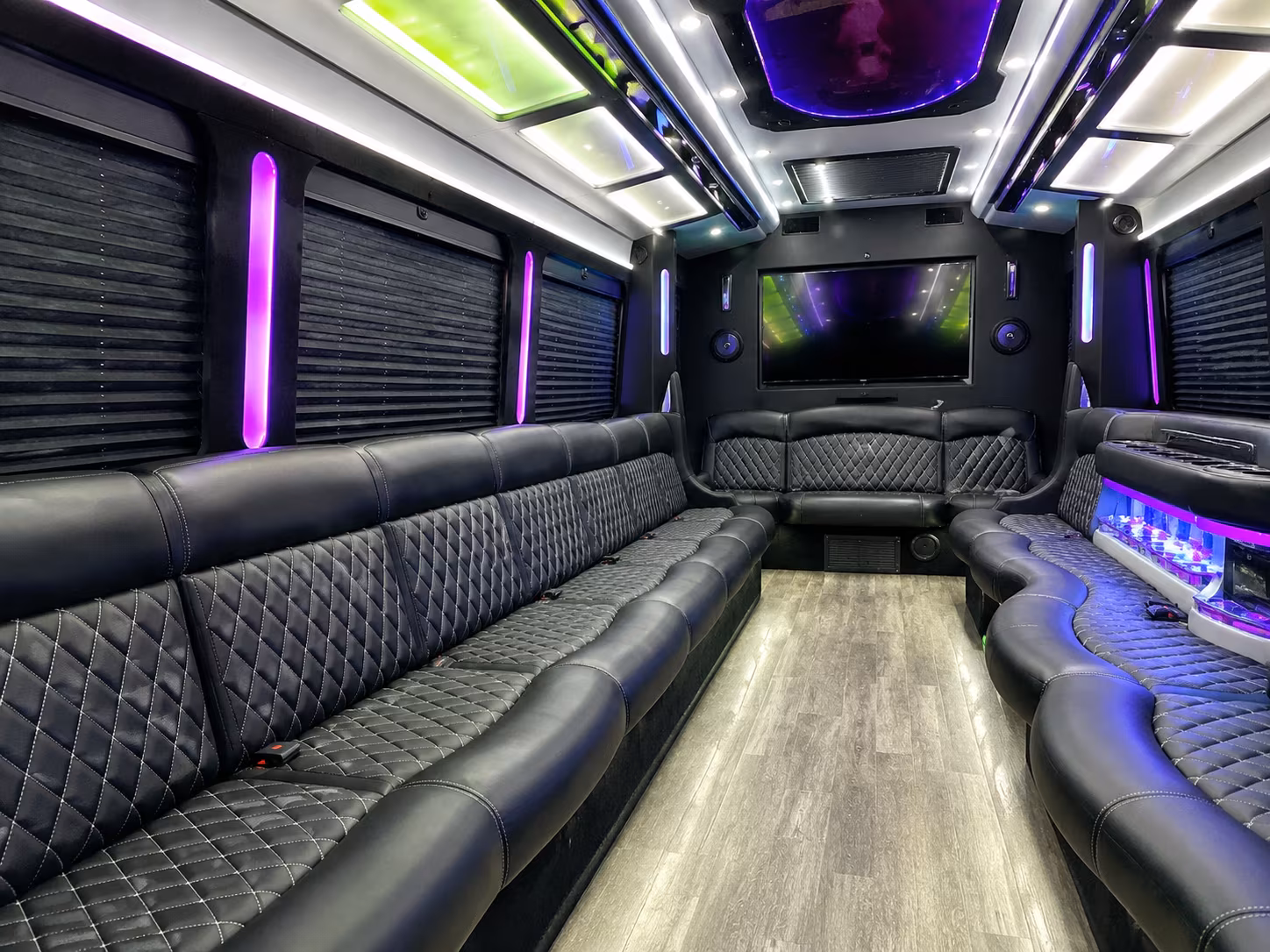 Irving Birthday, Sweet 16, & Quinceañera Transportation party bus interior