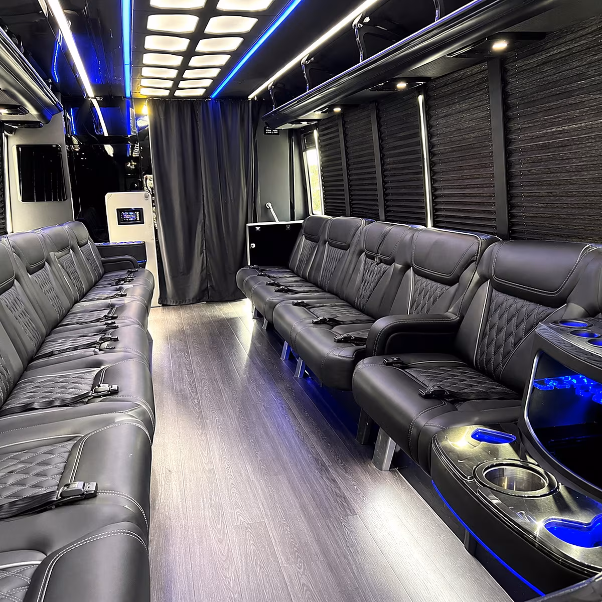 Irving Private Event Transportation party bus interior