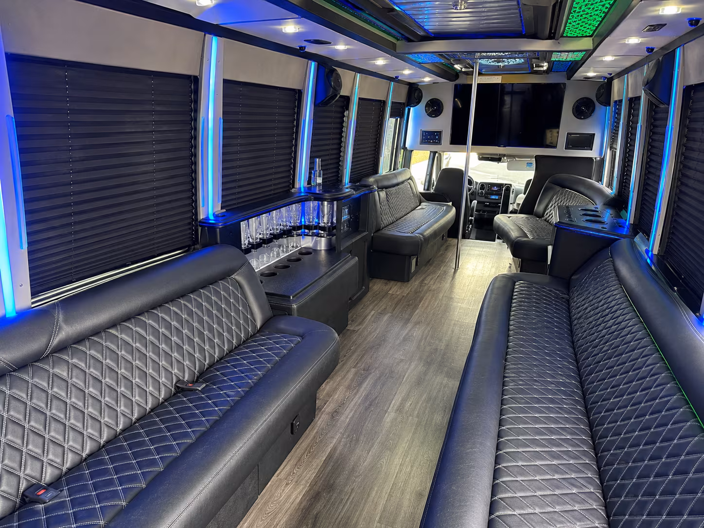 Irving Sporting Event Transportation party bus interior