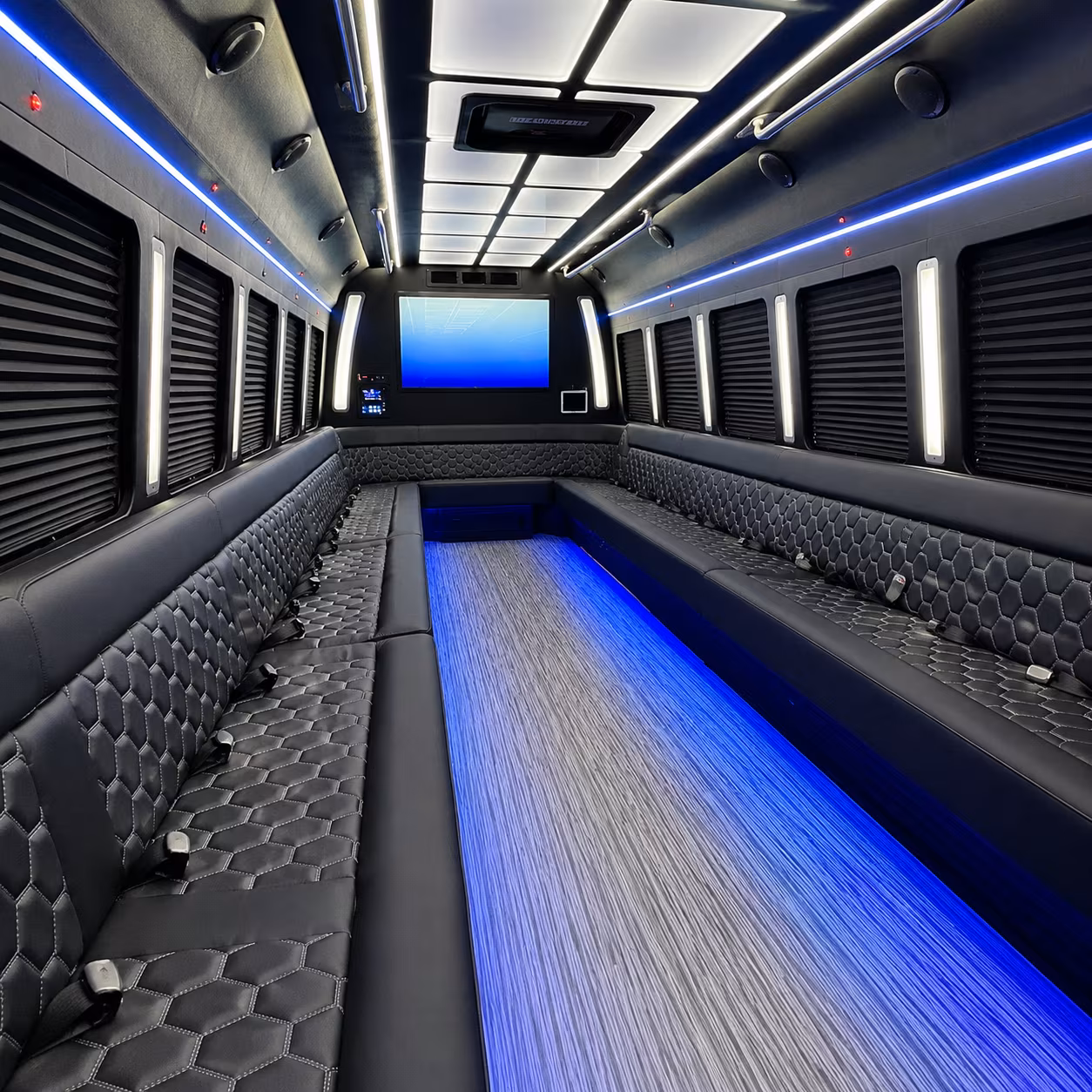 Irving Wedding Transportation party bus interior
