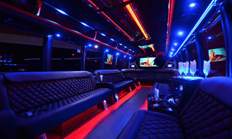 Denton 30 Passenger Party Bus Black Interior